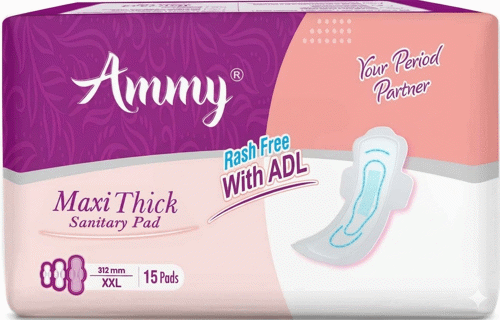 Ammy Maxi XXL Sanitary Pads Cottony Soft, Rash-Free with Core Absorbency Sanitary Pad (Pack of 45)