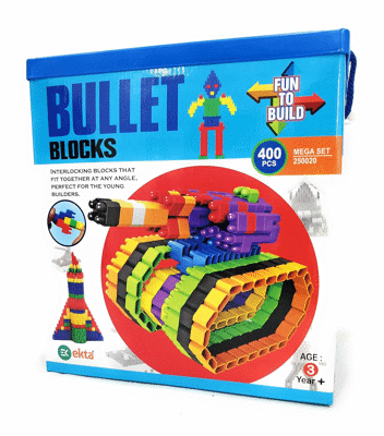 EKTA Bullet Block Game 400Pcs (Fun to Build) Interactive Block That Fits at Any Angle+Inspiration Booklet Inside-(Made in India),Multi
