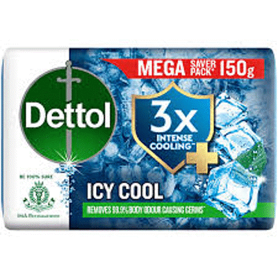 Dettol Icy Cool Bathing Soap Bar with 3x intense cooling (4 x 150 g)