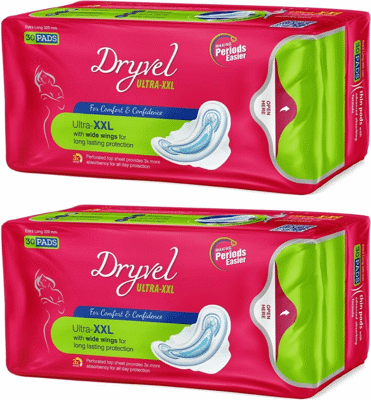 Dryvel Ultra XXL For Women | 320mm Extra Long | 3X Absorbent | 60 Pads | Sanitary Pad