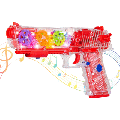 Gooyo GYG-0010 Concept Transparent 3D Gear Toy Gun with Musical Sound & Flash Light Effect | Musical Toy Gun for Kids | Multicolor | 3xAA Battery (Not Included)