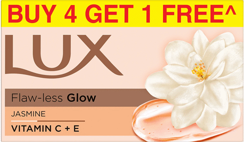 LUX Flawless glow Buy 4 Get 1 Free Offer Jasmine & Vitamin E Bathing Soap (5 x 150 g)