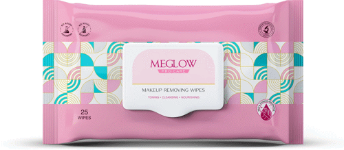 Meglow Wet Wipes with Aloe & Marine Algae for Gentle Cleansing Makeup Remover (25 Wipes)