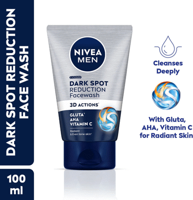 Nivea Men Dark Spot Reduction with 10X Vitamin C Effect, Licorice Cleanser for All Skin Face Wash (100 g)