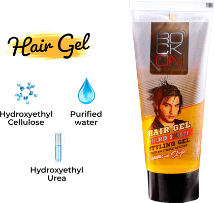 ROCK ON Hard Hold Styling Gel for Men Strong Hold, Frizz Control, Castor Oil & Glycerin Hair Styler (60 g)