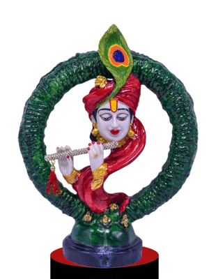 SHREEJEE COLLECTIONHand Printed White Resin Ring Krishna Statue Statue Marble Dust syntheric for Pooja Room I Home Temple Decoration Items I God Idols I Statue