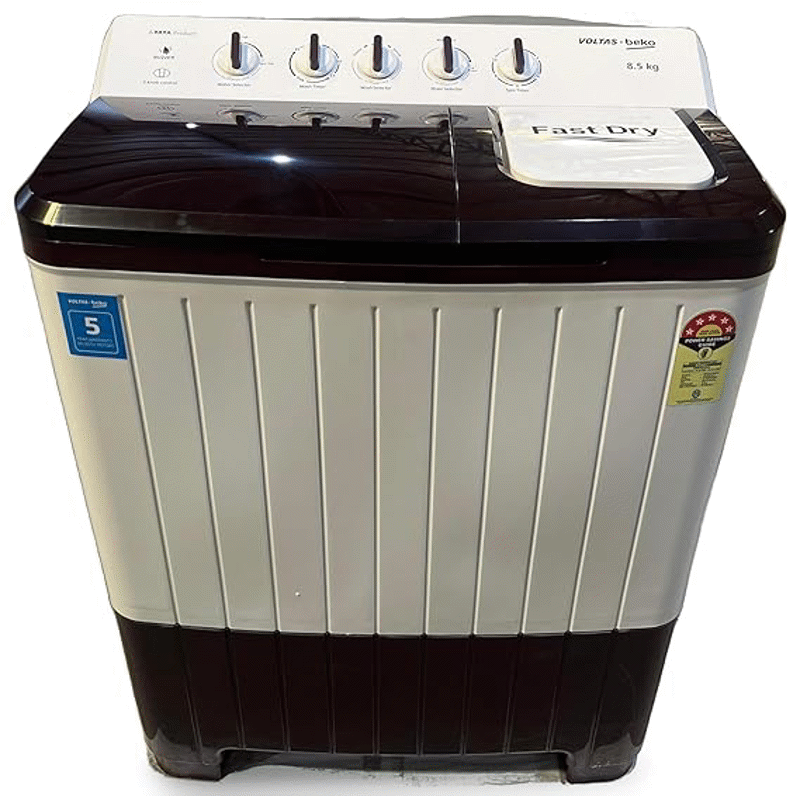 Voltas Beko, A Tata Product 8.5 Kg 5 Star Semi-Automatic Top Loading Washing Machine (WTT85UHA/BRSSWH5POD,Burgundy)