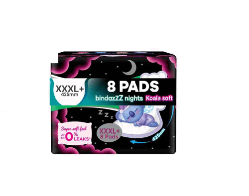 Bindazzz Nights XXXL+8 Sanitary Pads, 425mm, Koala Soft, whisper Super Soft Feel